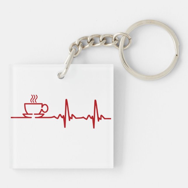Morning Coffee Heartbeat EKG Keychain (Back)