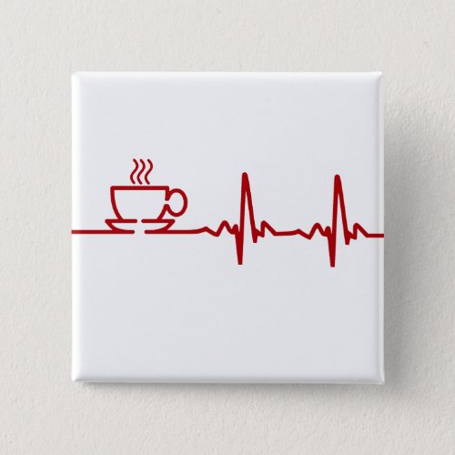 Morning Coffee Heartbeat EKG Pinback Button
