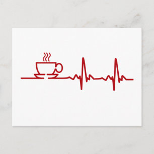 Morning Coffee Heartbeat EKG Postcard