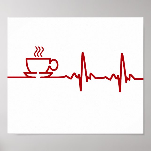 Morning Coffee Heartbeat EKG Poster (Front)