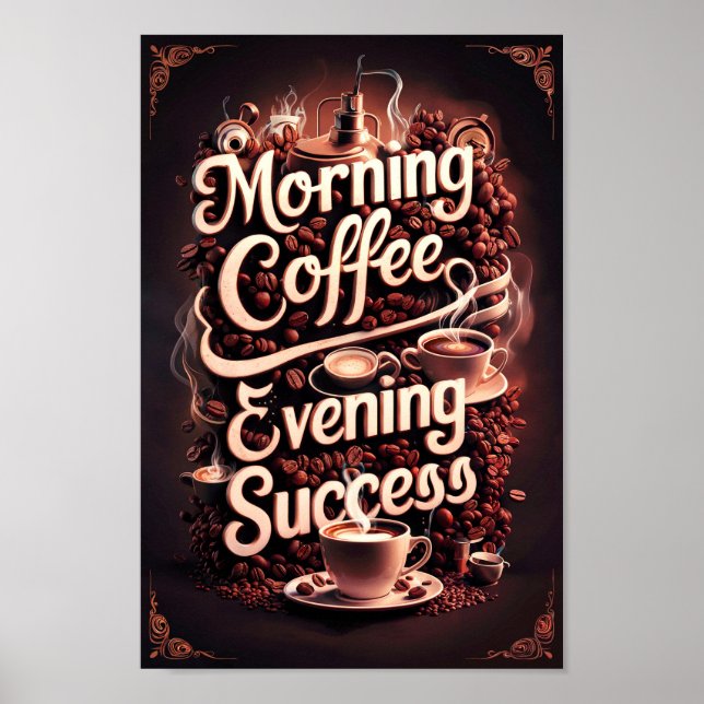 Morning Coffee Motivational Quotes of Success Poster (Front)