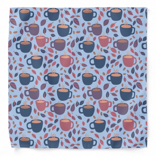 Morning Coffee Mugs Cute Colorful Pattern Blue Bandana (Front)
