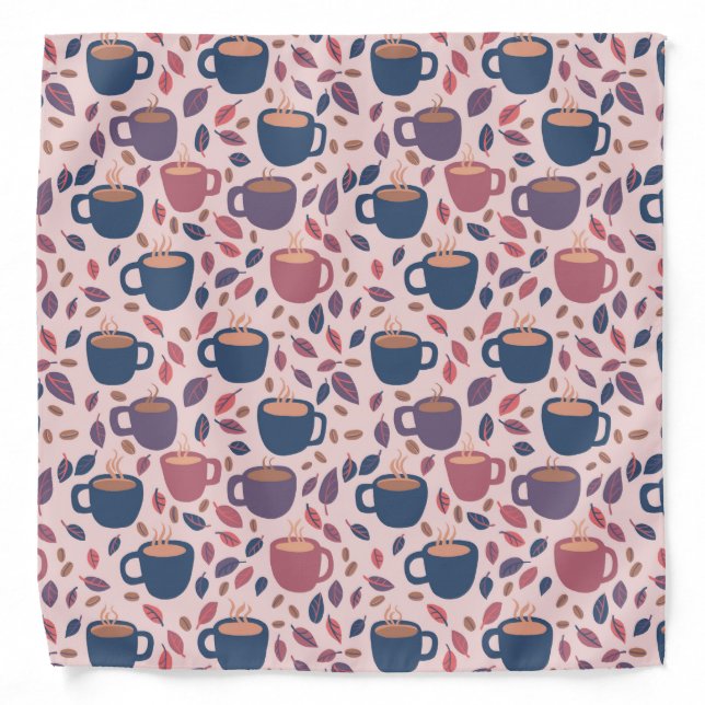 Morning Coffee Mugs Cute Colorful Pattern Pink Bandana (Front)