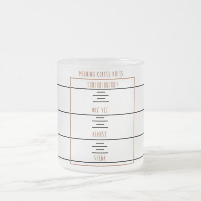 Morning Coffee Rules Frosted Glass Coffee Mug (Center)