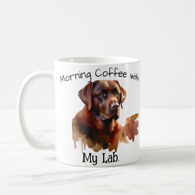Morning Coffee with My Labrador Modern Mug (Left)