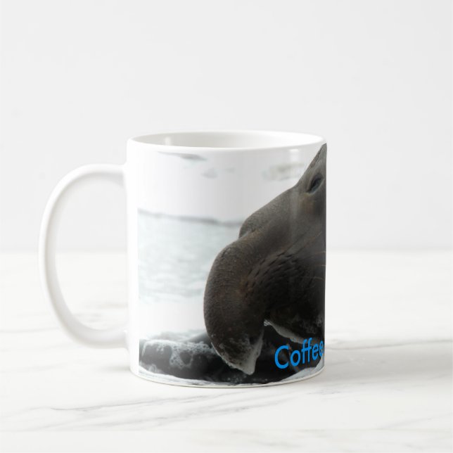 Morning Coffee with Teodor, The Elephant Seal Coffee Mug (Left)