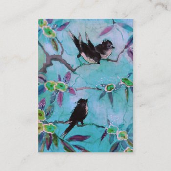 Morning Colors: Bird Painting In Turquoise & Green Business Card by metroswank at Zazzle