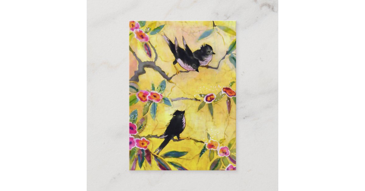 Morning Colors: Bird Painting in Yellow and Pink Business Card | Zazzle
