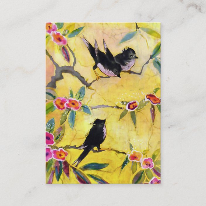 Morning Colors Bird Painting In Yellow And Pink Business Card
