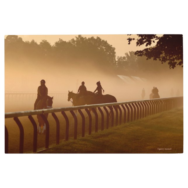 Morning Conversations in Saratoga by Garry Manuel Metal Print (Front)