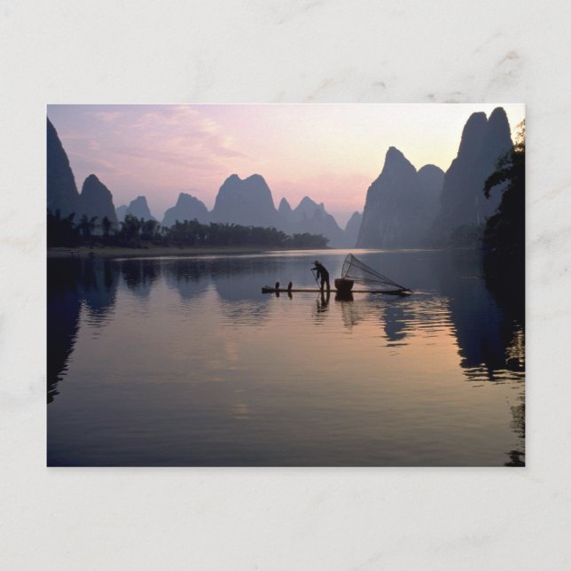 Morning crossing on River Li, Guilin, China Postcard (Front)
