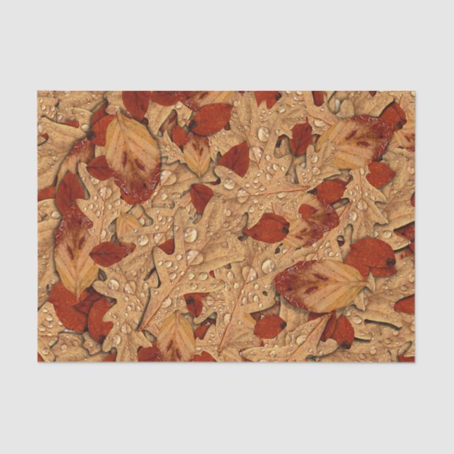 Morning Dew Autumn Leaves Tissue Paper (Front)