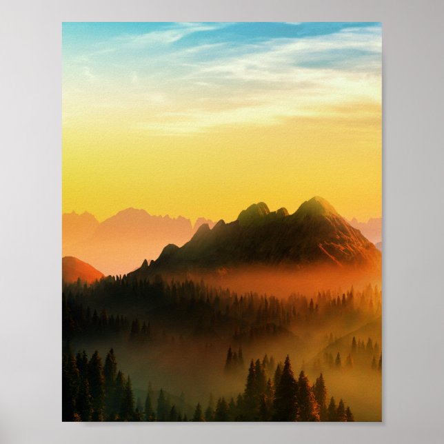  MORNING DEW FOREST MOUNTAINS POSTER (Front)