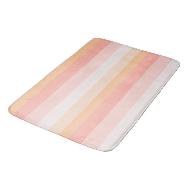 Morning Dew pink and yellow stripes Bath Mat (Angled)