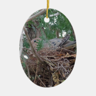 Morning Dove Nesting Ceramic Ornament