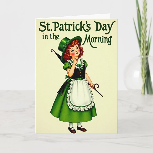 Morning Emerald Girl Holiday Card (Front)