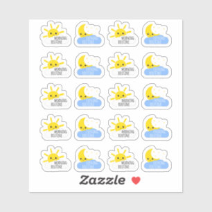 Morning Evening Routine Kawaii Sun & Moon Planner Sticker
