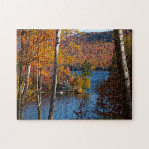 Morning fall colors on Stinson Pond Jigsaw Puzzle