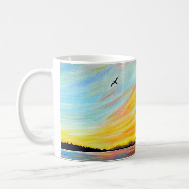 Morning Ferry View Painting Coffee Mug (Left)