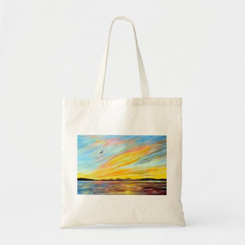 Morning Ferry View Painting Tote Bag