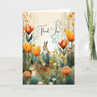 Morning Flower Meadow Folded Thank You Card