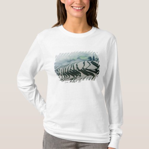 Morning Fog Above Rice Fields T_Shirt