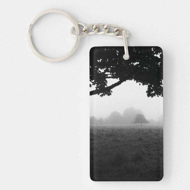 Morning Fog Emerging From Trees Keychain (Front)
