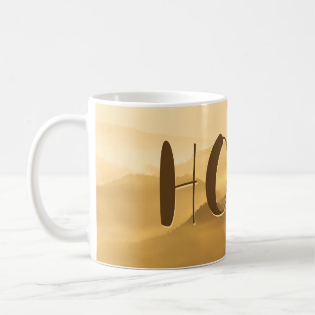 Morning fog gold layers sunrise home quote coffee mug (Left)