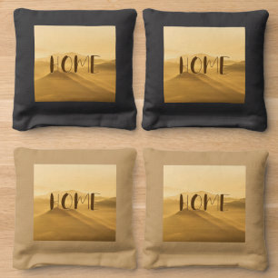 Morning fog gold layers sunrise home quote cornhole bags