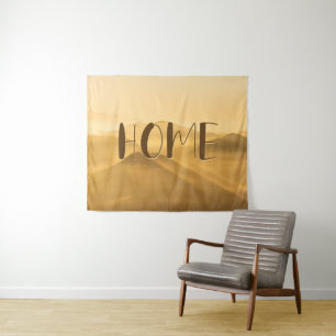 Morning fog gold layers sunrise home quote tapestry