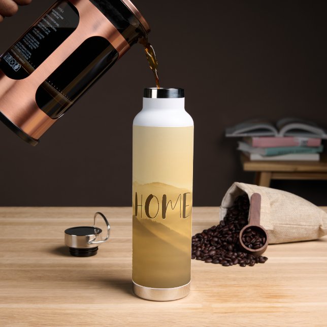 Morning fog gold layers sunrise home quote water bottle (Coffee)