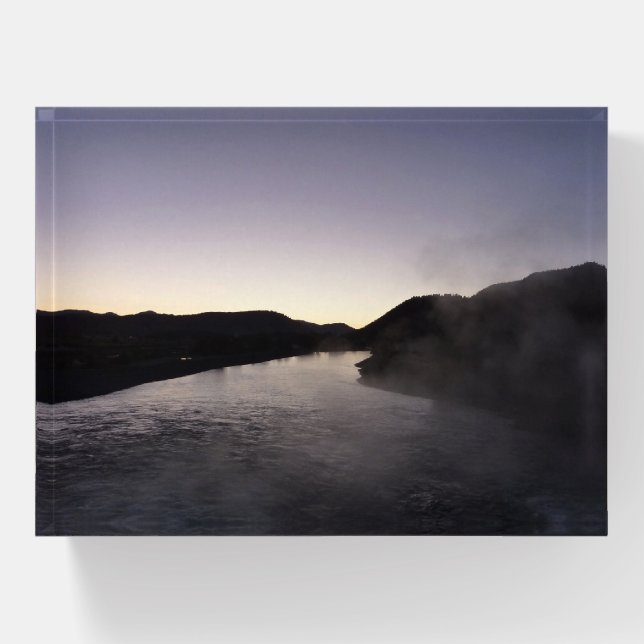 Morning Fog on the Jackson River at Grand Teton Paperweight (Front)