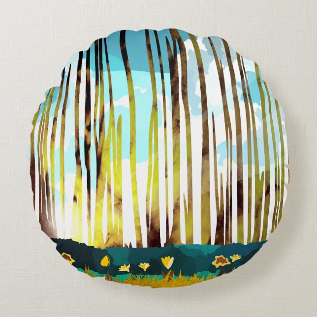 Morning Forest Throw Pillow (Front)