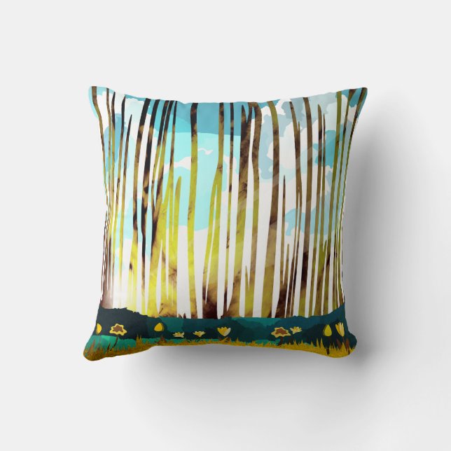 Morning Forest Throw Pillow (Back)