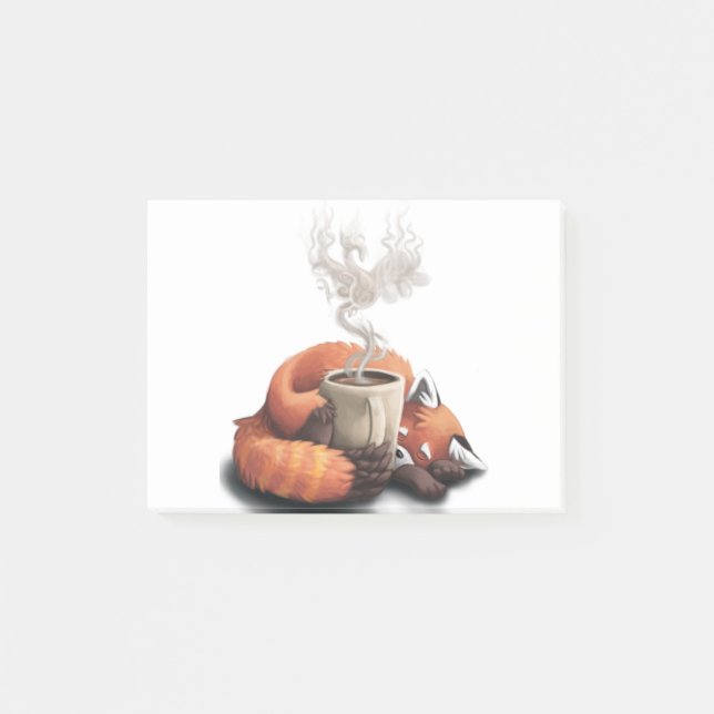 Morning Fox - cute coffee animal Post-it Notes (Front)