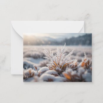 Morning Frost On Plants And Falling Snow New Year Note Card by sirylok at Zazzle