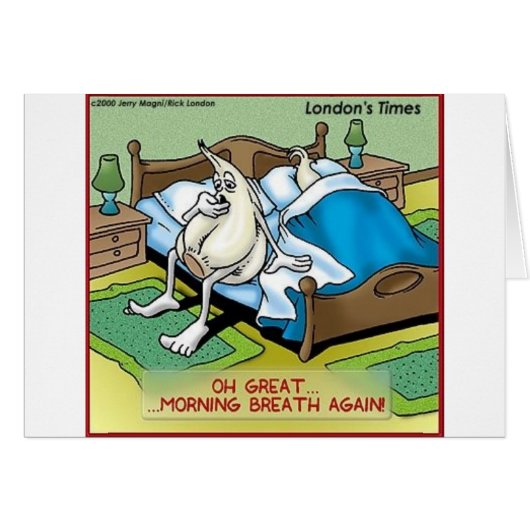 Morning Garlic Breath Funny Offbeat Cartoon Gifts (Front Horizontal)
