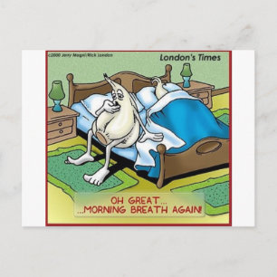 Morning Garlic Breath Funny Offbeat Cartoon Gifts Postcard