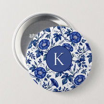 Morning Glories Cobalt Blue White Delft Style
