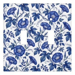 Morning Glories Cobalt Blue White Delft Style Light Switch Cover