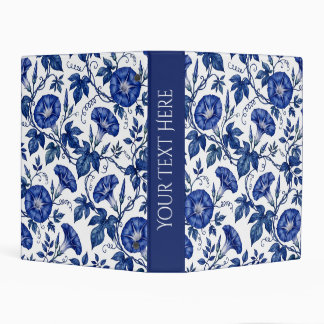 Morning Glories Cobalt Blue White Delft Style Mini Binder