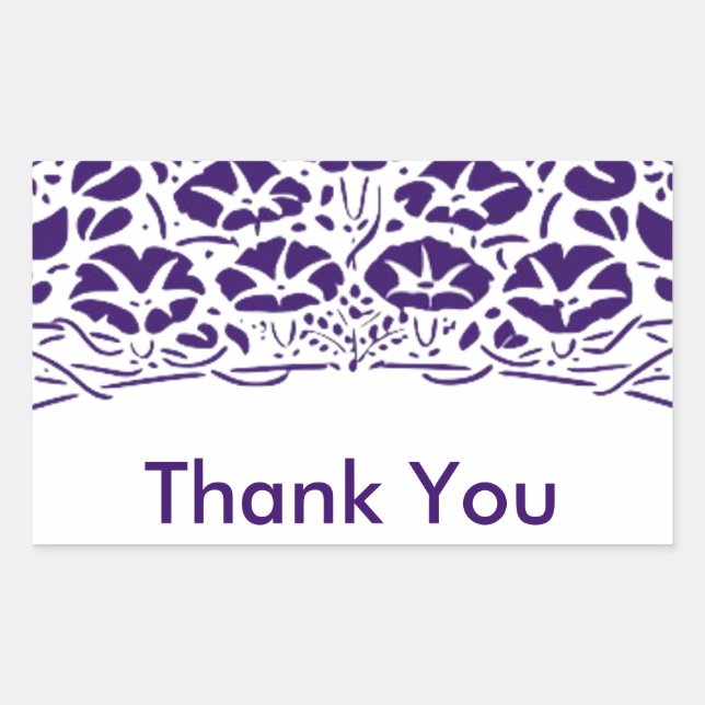 Morning Glories Customizable Thank You Rectangular Sticker (Front)