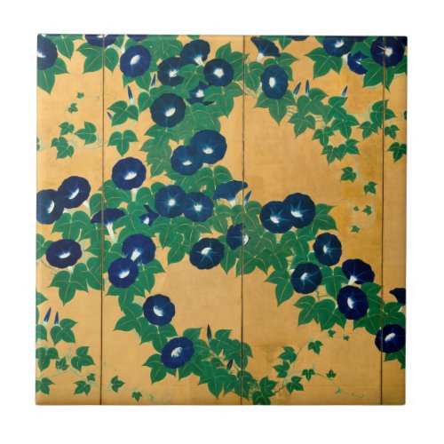 Morning Glories  Early 19th Century Ceramic Tile
