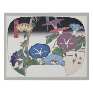 Morning Glories, Hiroshige, Ukiyo-e Faux Canvas Print