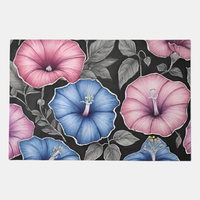 Morning Glories Morning Glory Flower Vines Floral  Doormat (Front)