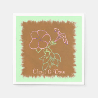Morning Glories Pointillism Personalized Napkins