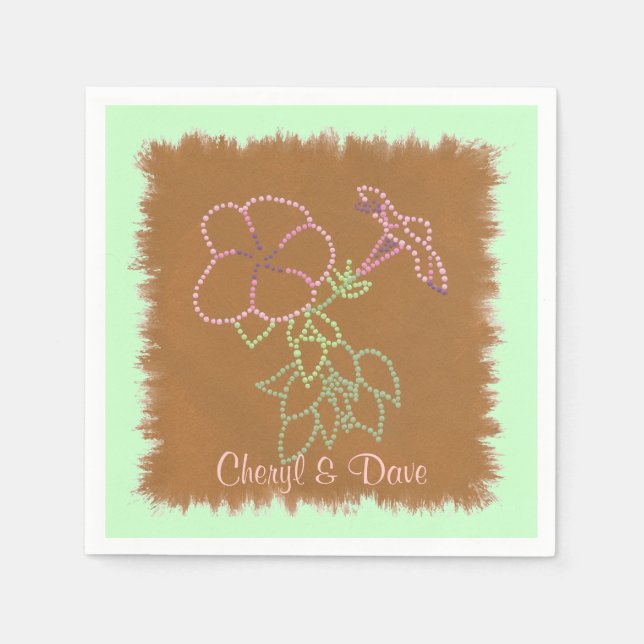 Morning Glories Pointillism Personalized Napkins (Front)