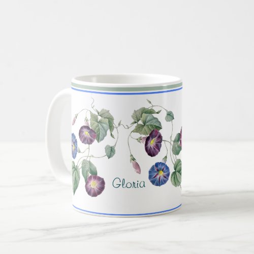 Morning Glories Redoute Personalized Coffee Mug