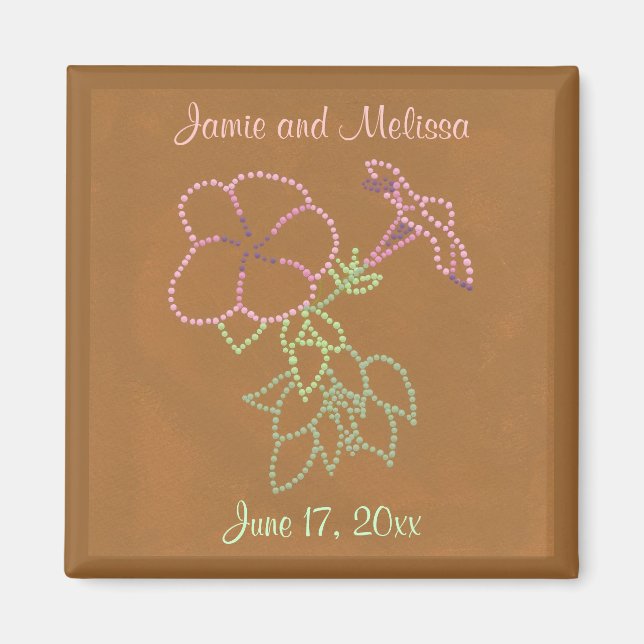 Morning Glories Save the date Wedding Magnets (Front)