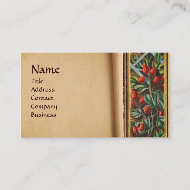 MORNING GLORY AND RED BERRIES BUSINESS CARD (Front)